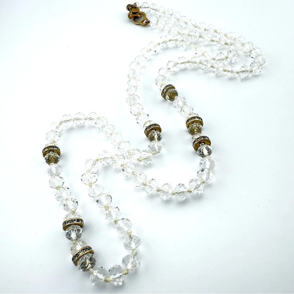 J. Crew Clear and Gold Beaded Necklace
